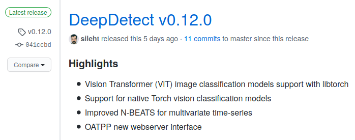 DeepDetect v0.12.0