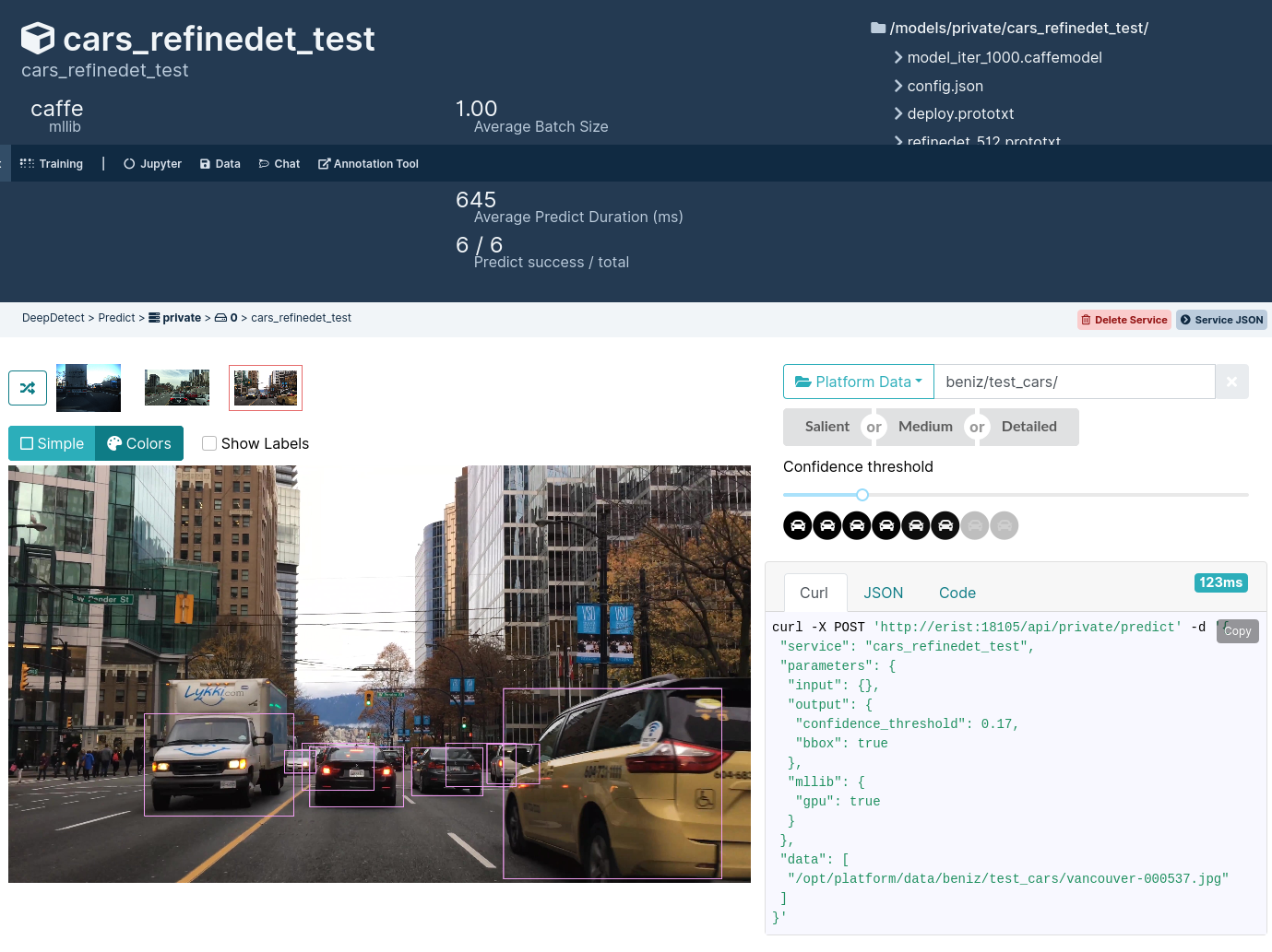 Object Detector with the DeepDetect Platform