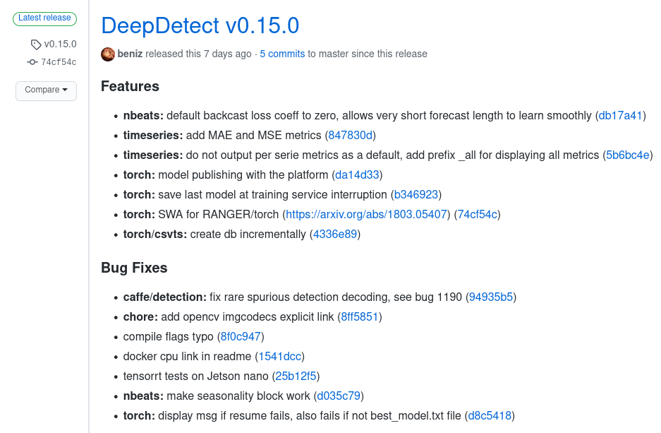 DeepDetect v0.15.0 Release